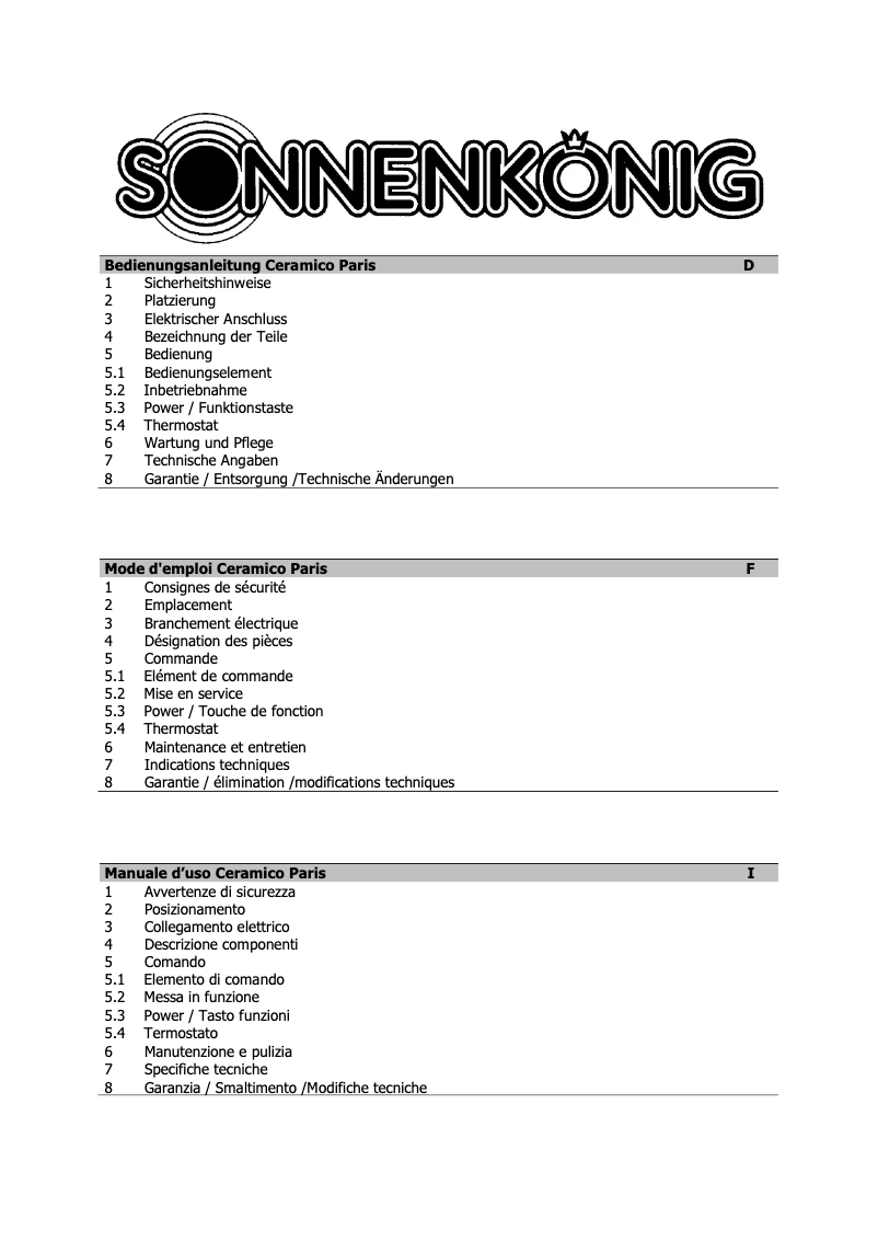 Imagen de la primera página del manual del dispositivo Paris