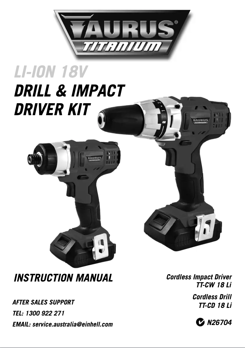 Page n°1 - Manuel utilisateur TAURUS Titanium TT-DC 18 Li