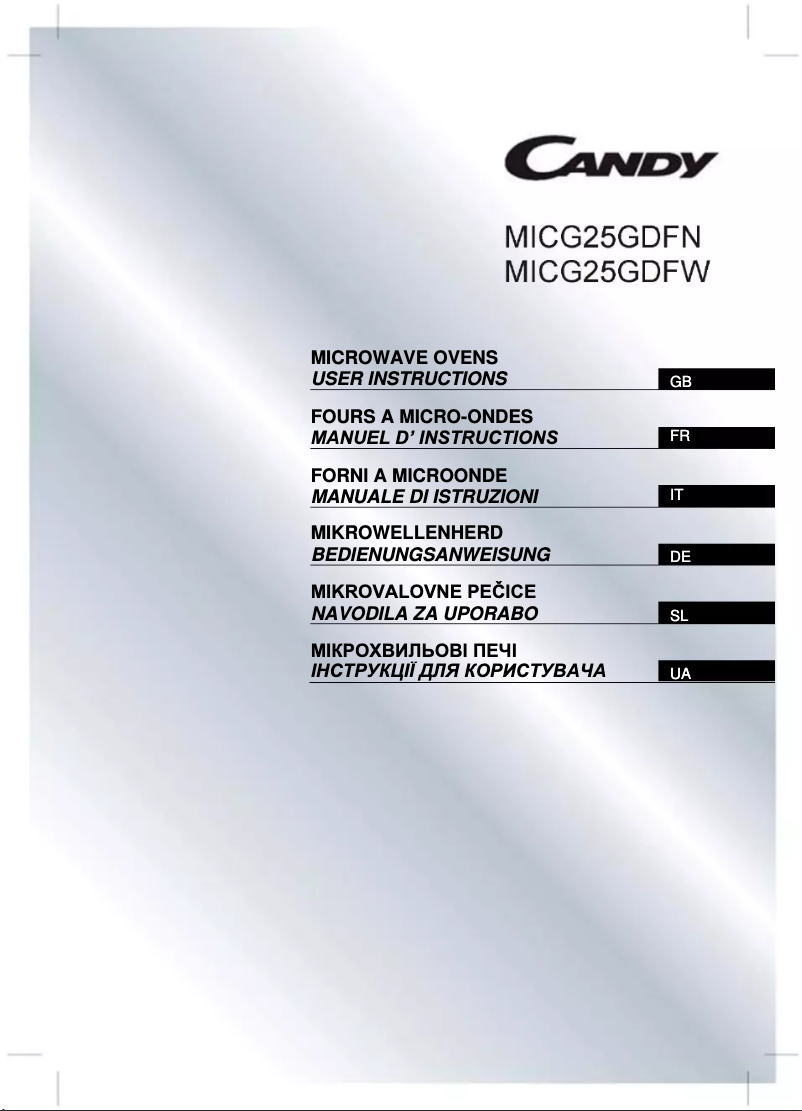 Page 1 de la notice Manuel utilisateur Candy MICG25GDFN