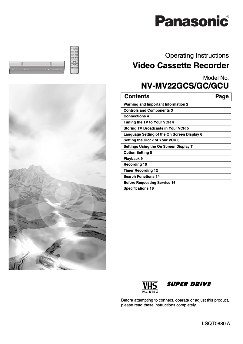 Imagen de la primera página del manual del dispositivo NV-MV22