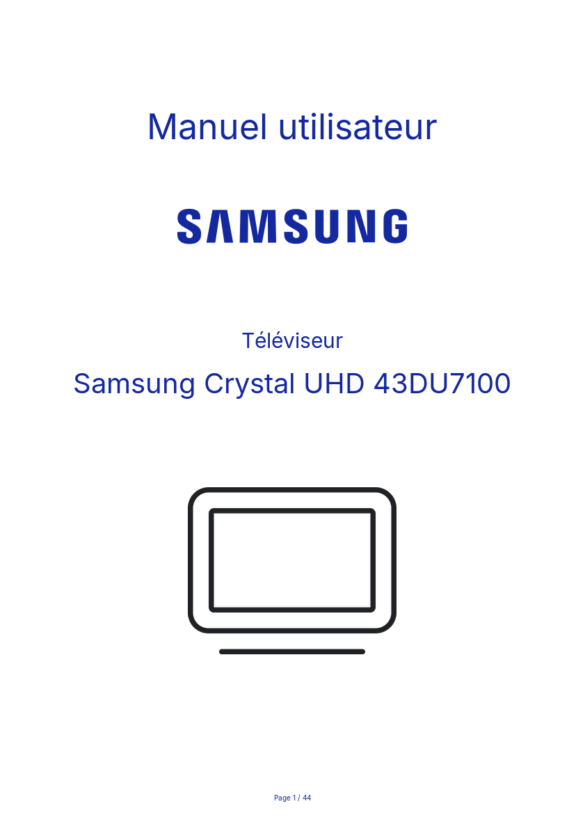 Page n°1 - Manuel utilisateur Samsung Crystal UHD 43DU7100