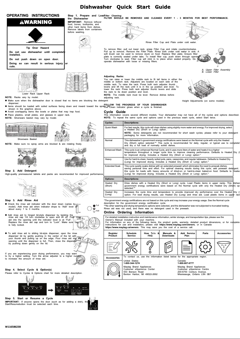 Page n°1 - Guide de démarrage rapide Maytag MDTS4224PZ
