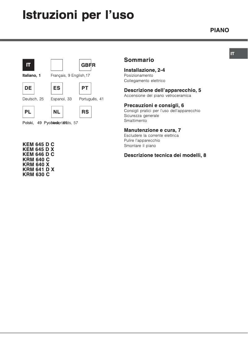 Image de la première page du manuel de l'appareil KRM 640 X