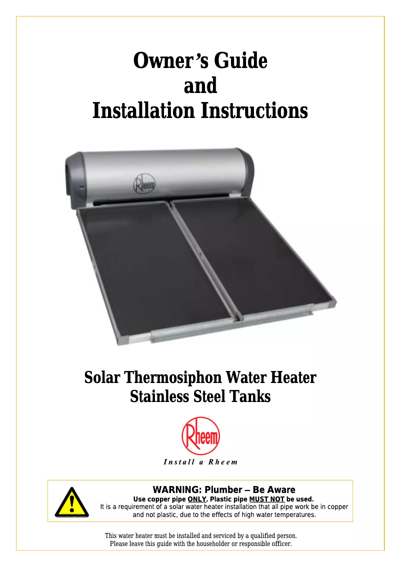 Page 1 de la notice Manuel utilisateur Rheem 52H300