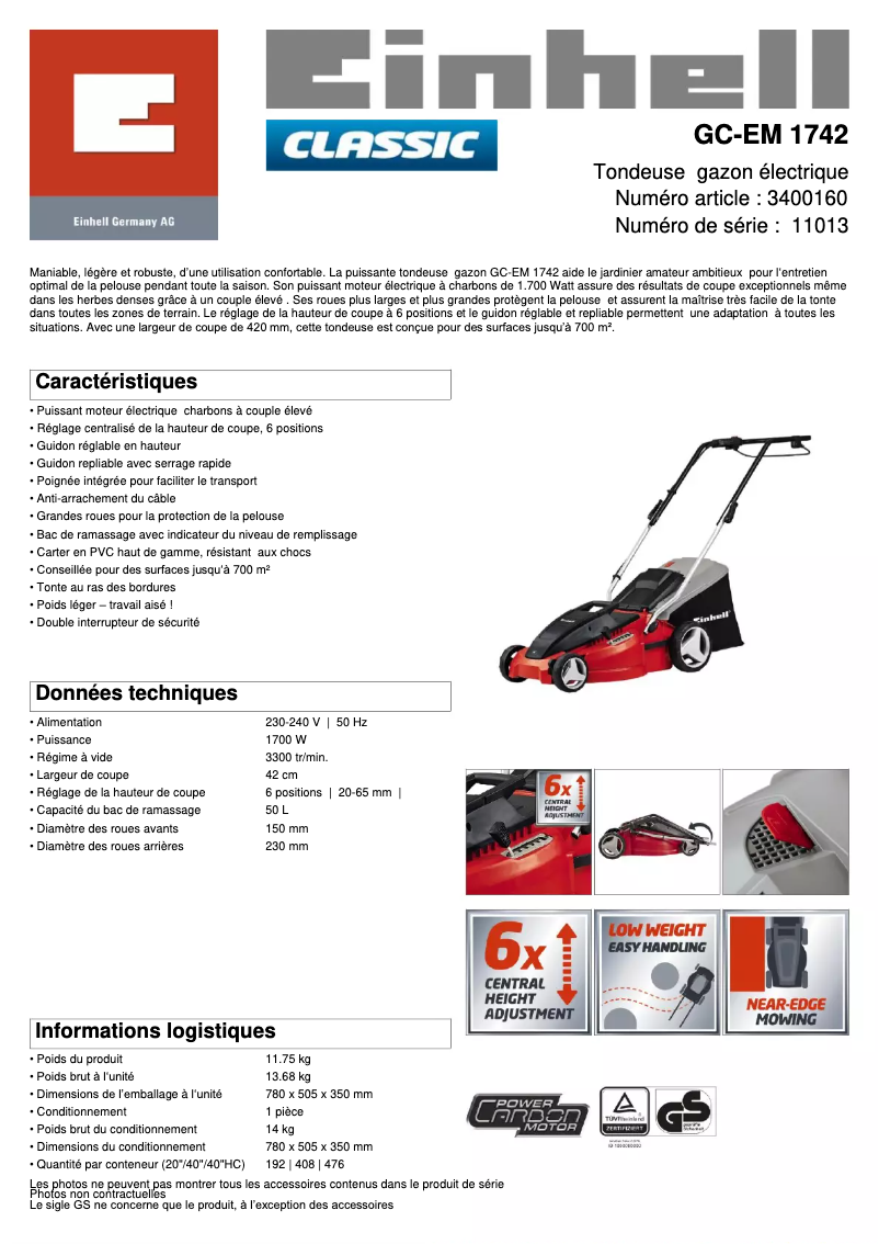 Image de la première page du manuel de l'appareil GC-EM 1700/42