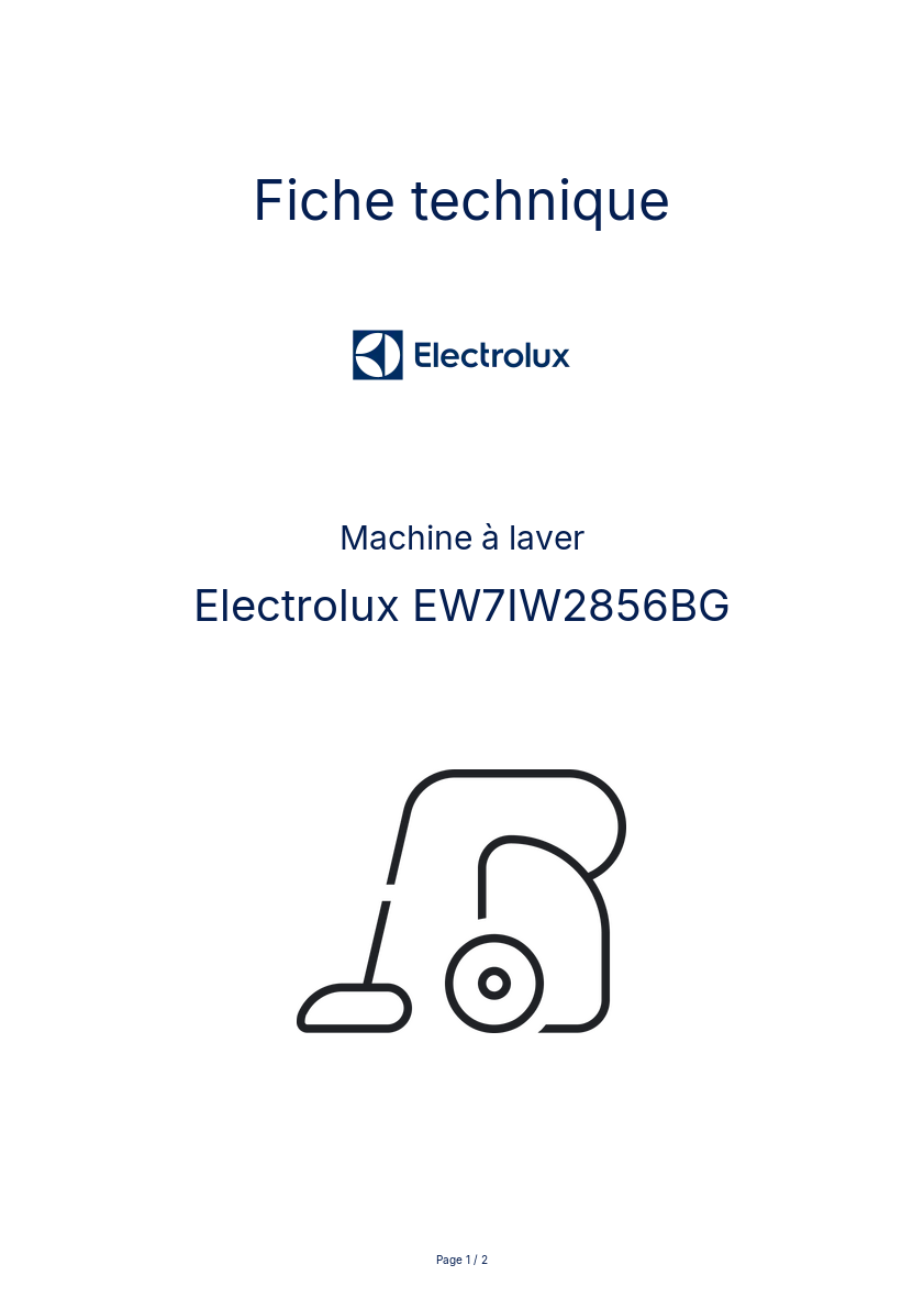 Page n°1 - Fiche technique Electrolux EW7IW2856BG