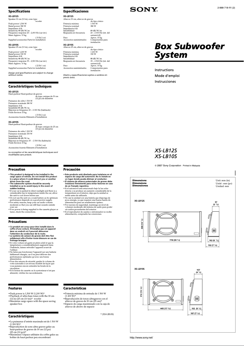 Image de la première page du manuel de l'appareil XS-LB12S