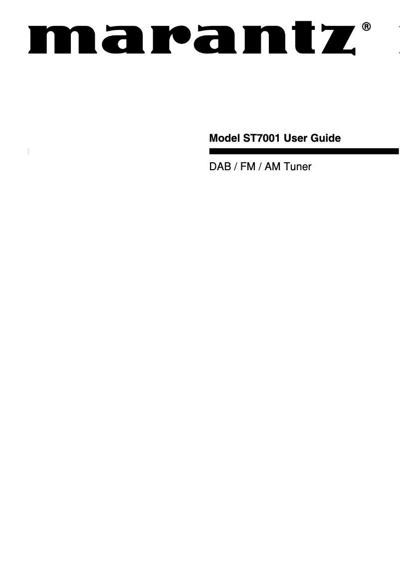 Page n°1 - Manuel utilisateur Marantz ST7001