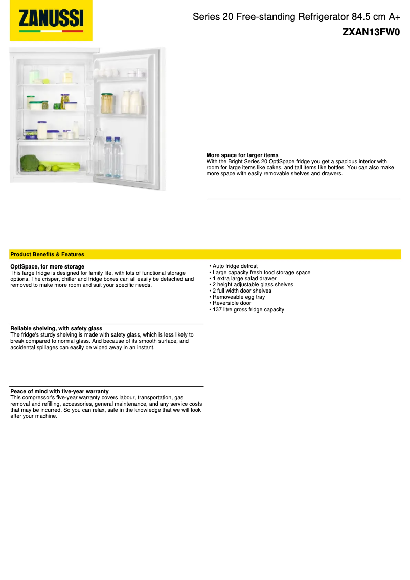 Image de la première page du manuel de l'appareil ZXAN13FW0