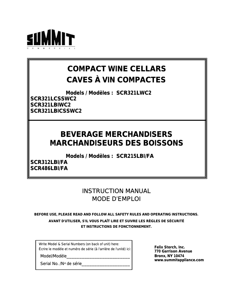 Image de la première page du manuel de l'appareil SCR312LCSSWC2