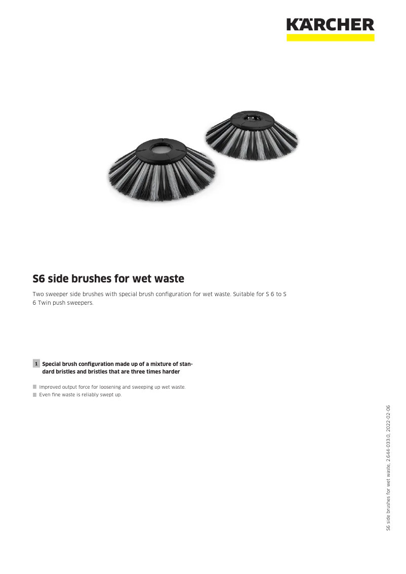 Page 1 de la notice Fiche technique Kärcher S6