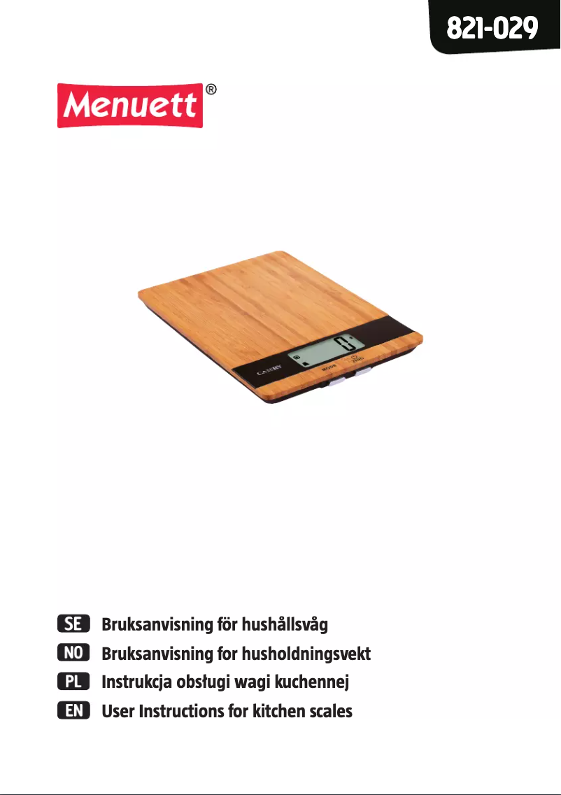 Page n°1 - Manuel utilisateur Menuett 821-029