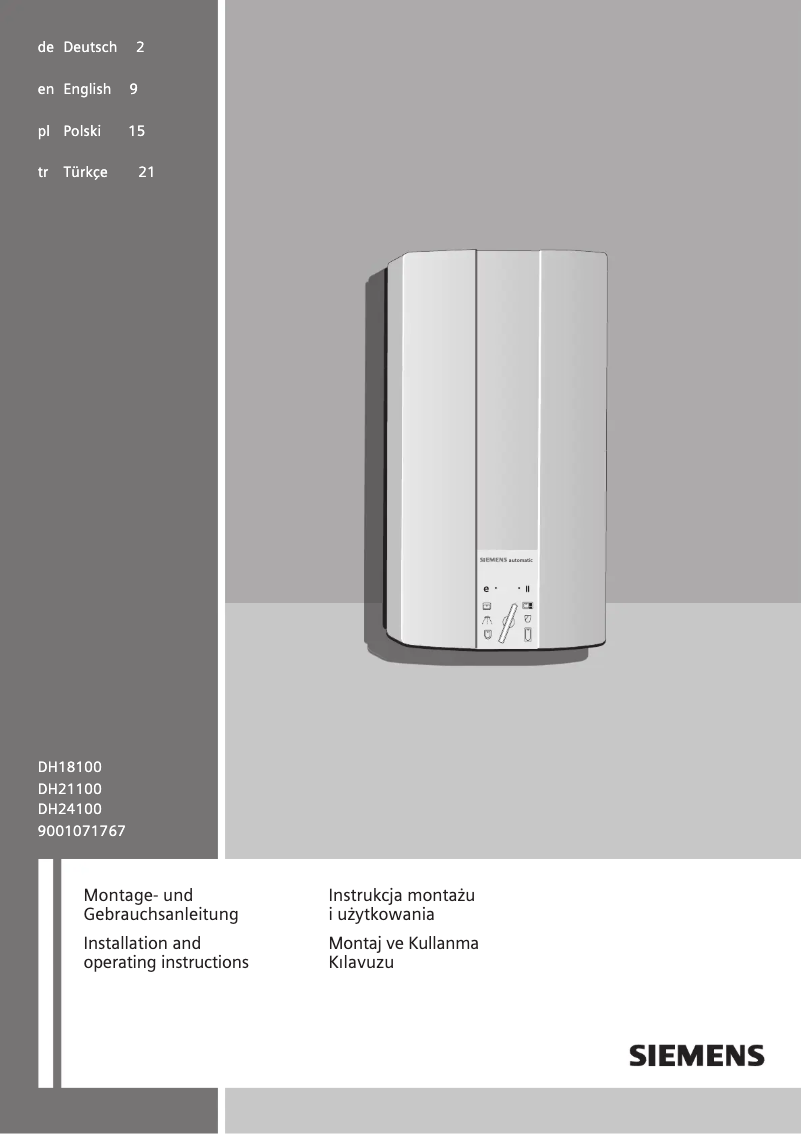 Page n°1 - Manuel utilisateur Siemens DH24100