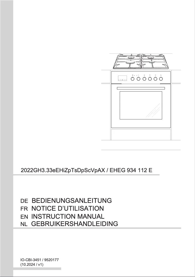 Page n°1 - Manuel utilisateur Amica EHEG 934 112 E