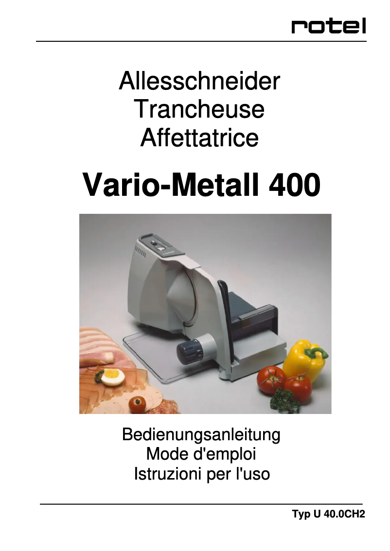 Image de la première page du manuel de l'appareil Vario-Metall 400