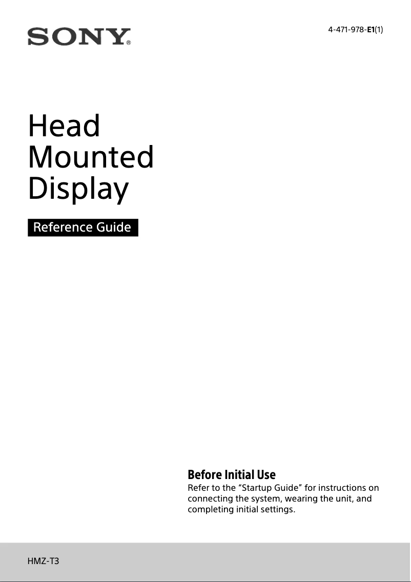 Page n°1 - Manuel utilisateur Sony HMZ-T3