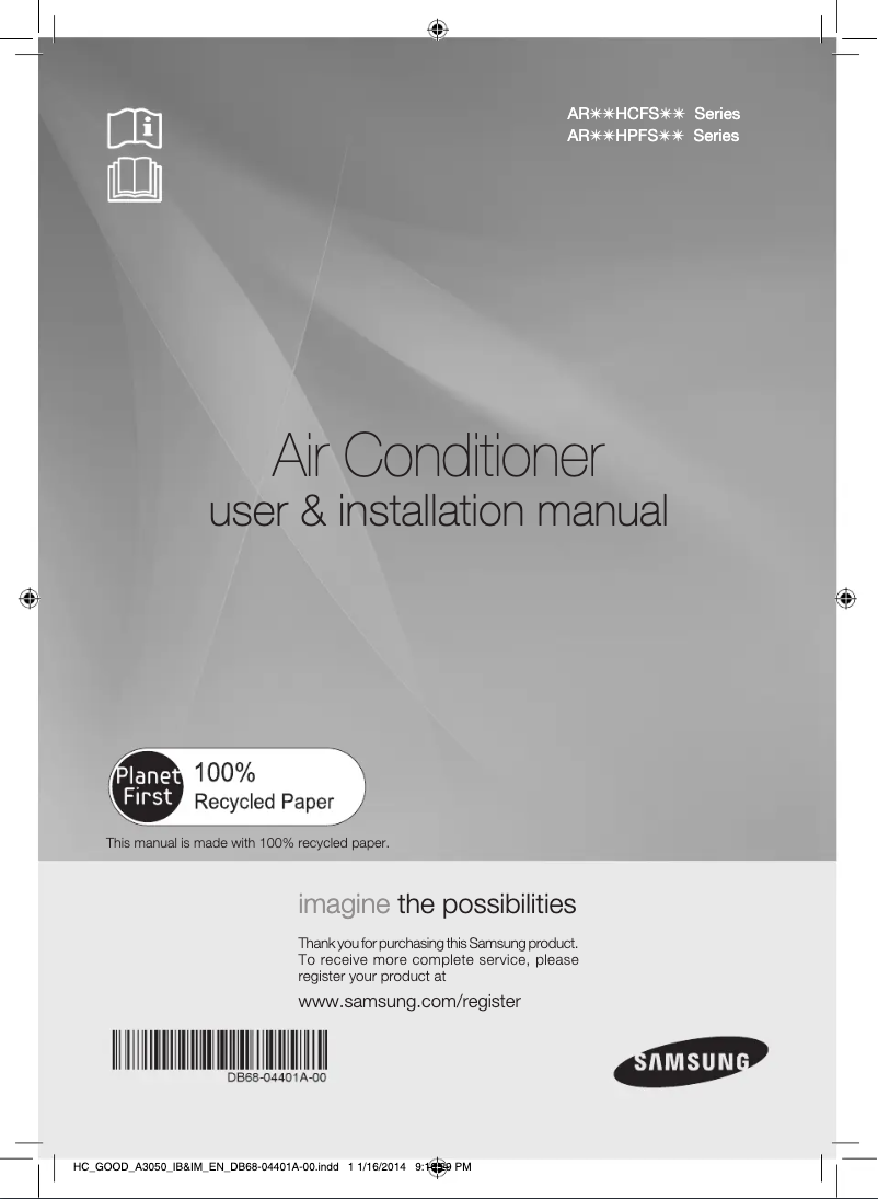 Page 1 de la notice Manuel utilisateur Samsung AR25HPFSCWK