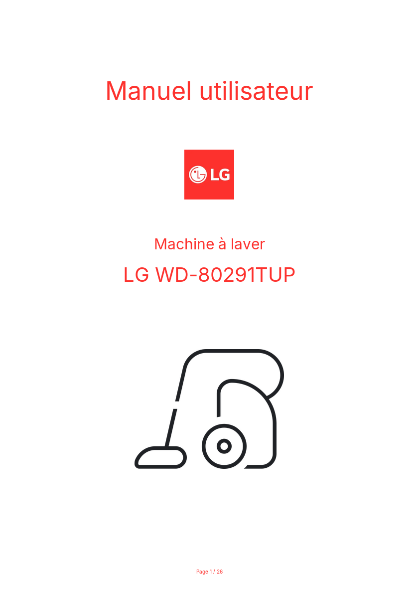 Page n°1 - Manuel utilisateur LG WD-80291TUP