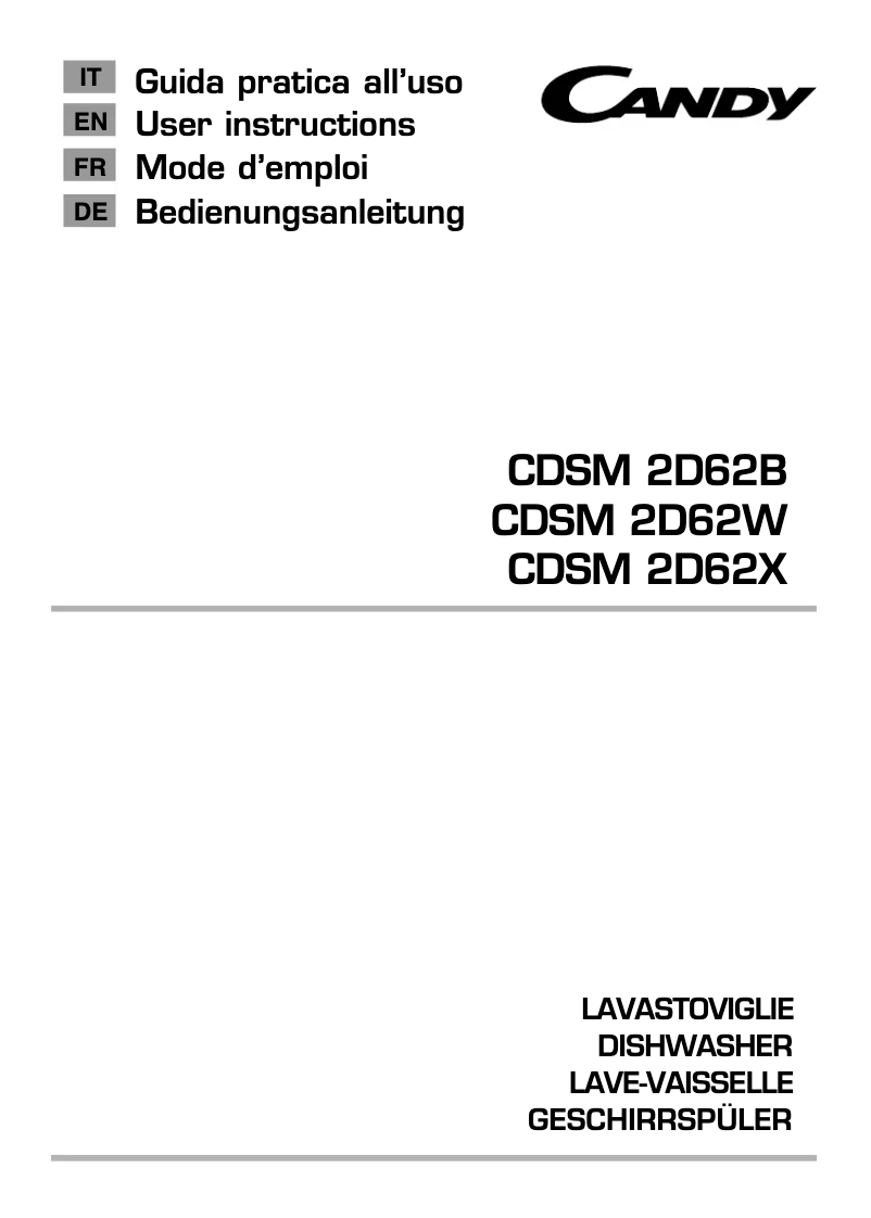 Page n°1 - Manuel utilisateur Candy CDSM 2D62X