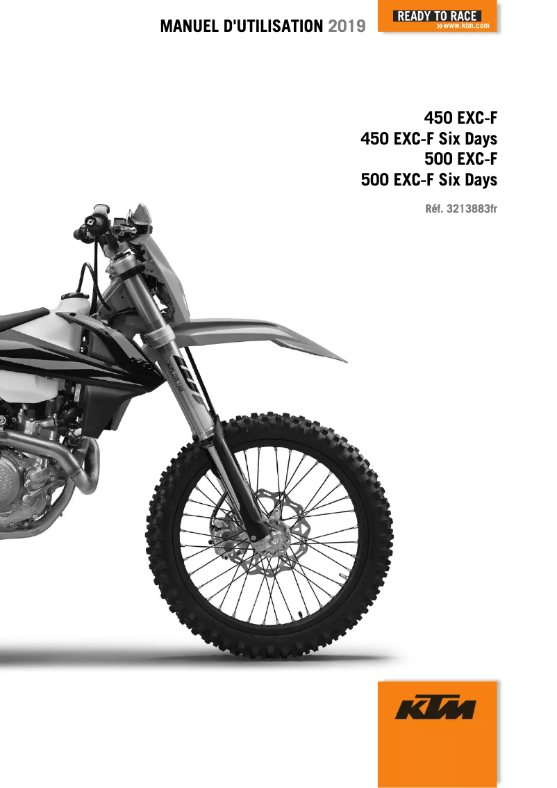 Image de la première page du manuel de l'appareil 500 EXC-F Six Days (2019)
