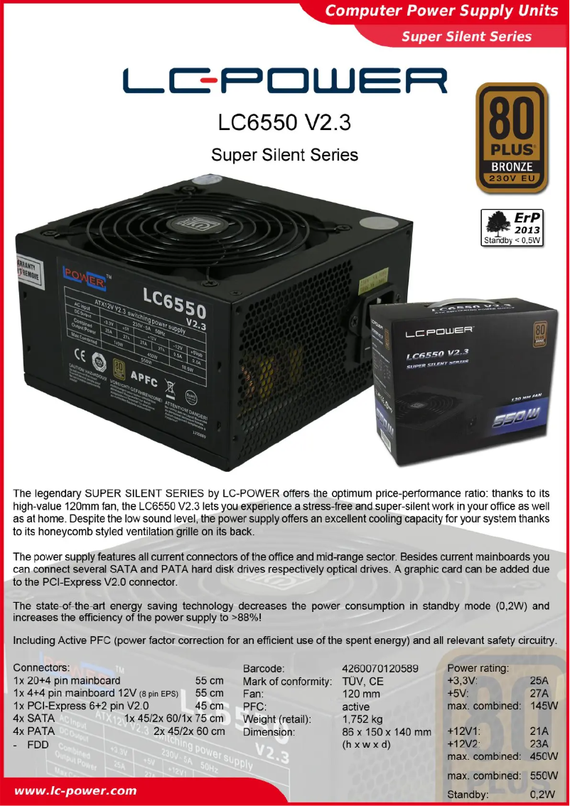 Image de la première page du manuel de l'appareil LC6550 V2.3