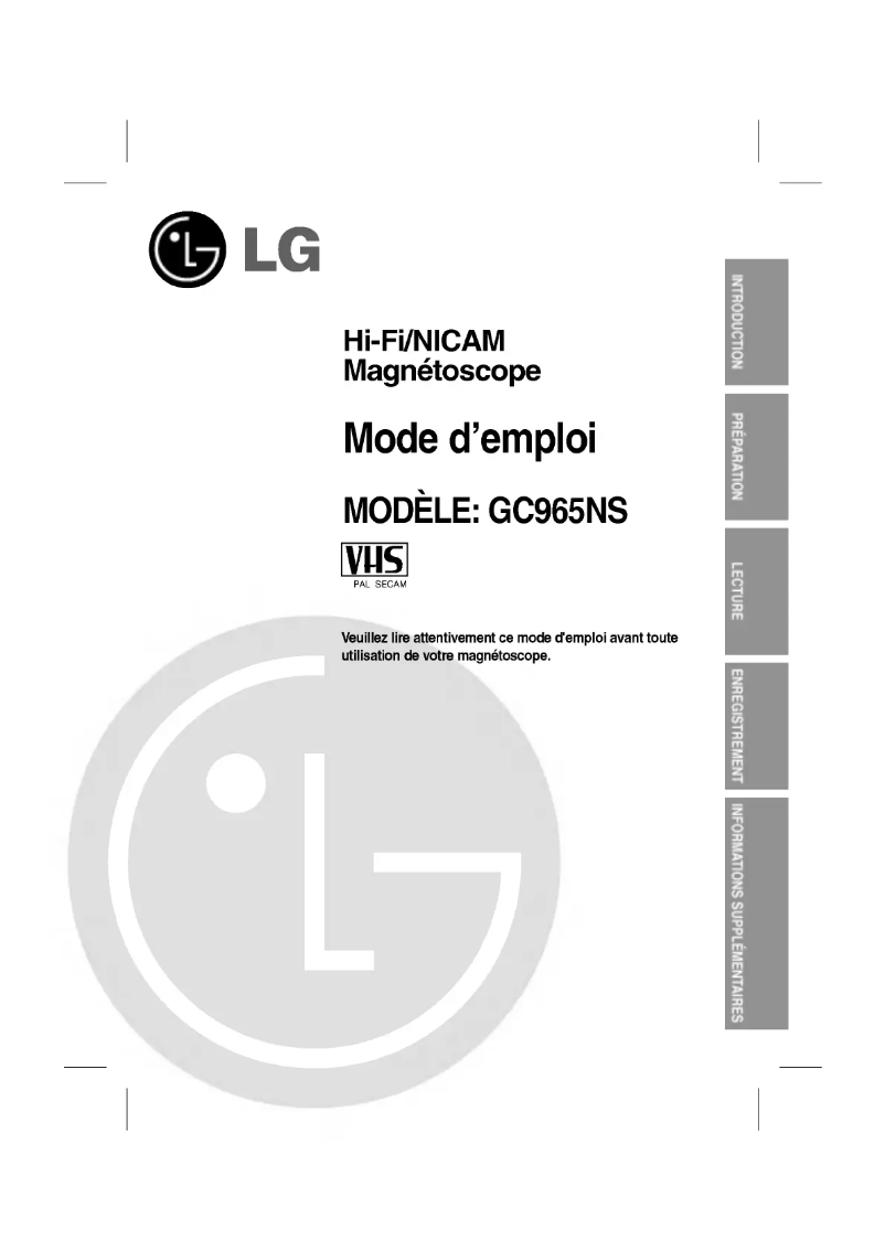 Page 1 de la notice Manuel utilisateur LG GC965NS