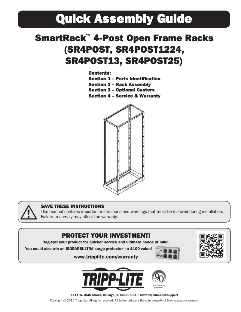 Image de la première page du manuel de l'appareil SmartRack SR4POST25