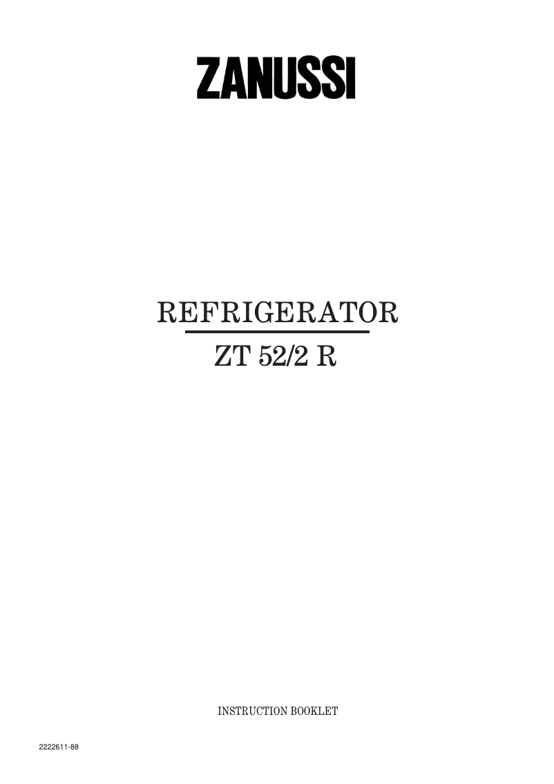 Page 1 de la notice Manuel utilisateur Zanussi ZT52/2R