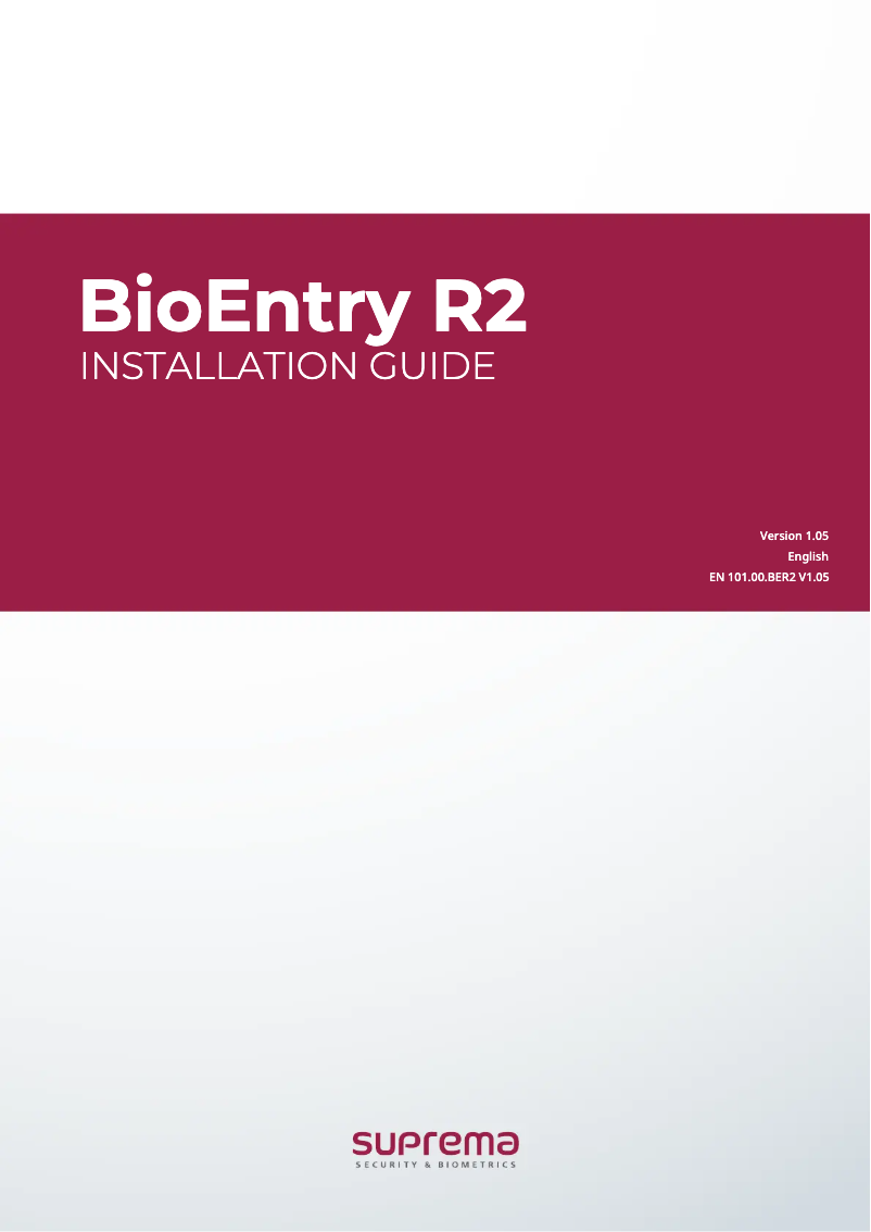 Page n°1 - Guide d'installation Suprema BioEntry R2