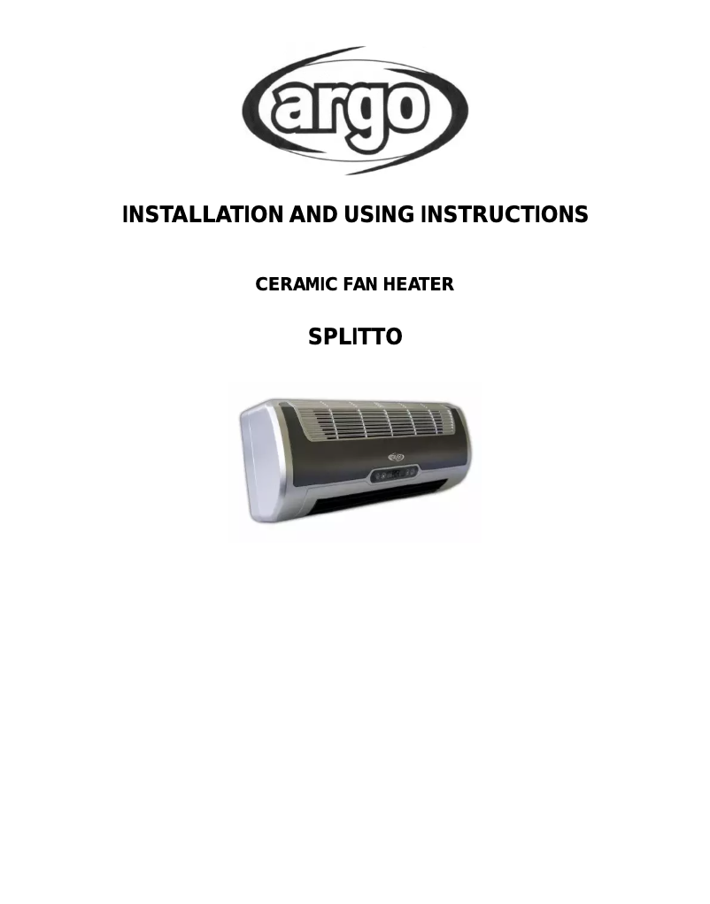 Page n°1 - Manuel utilisateur Argoclima Splitto