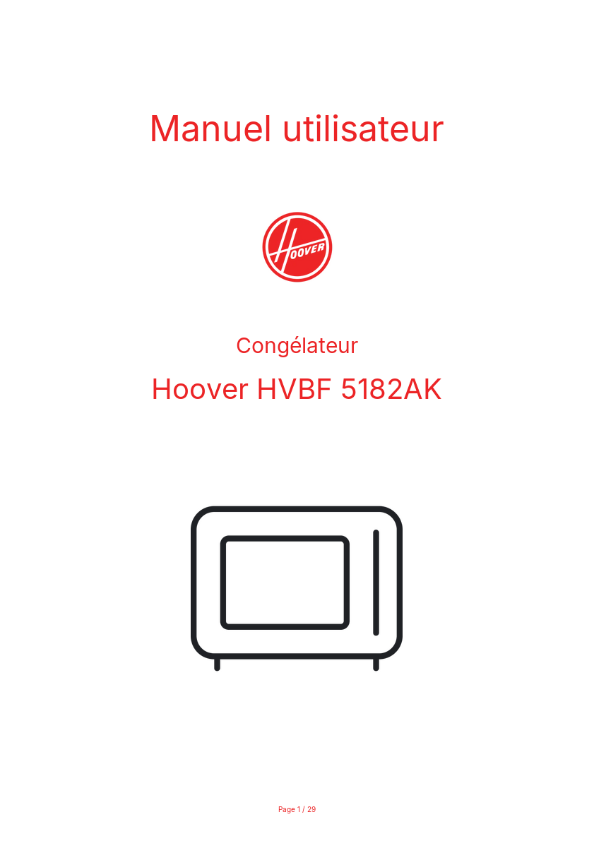 Image de la première page du manuel de l'appareil HVBF 5182AK