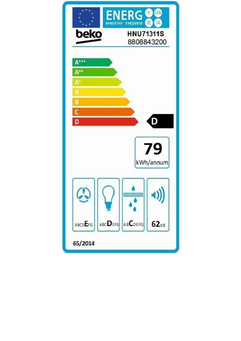 Page 1 de la notice Label énergétique Beko HNU71311S