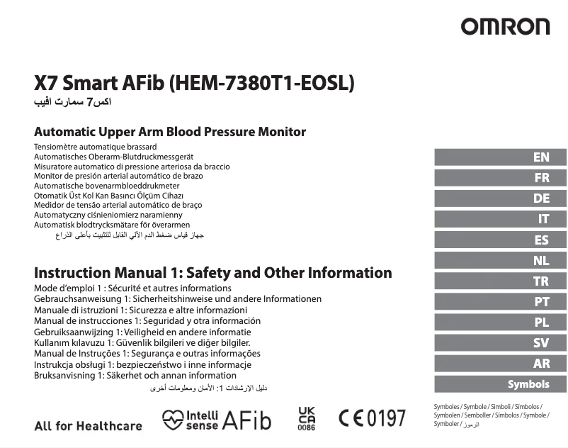Image de la première page du manuel de l'appareil X7 Smart AFib HEM-7380T1-EOSL