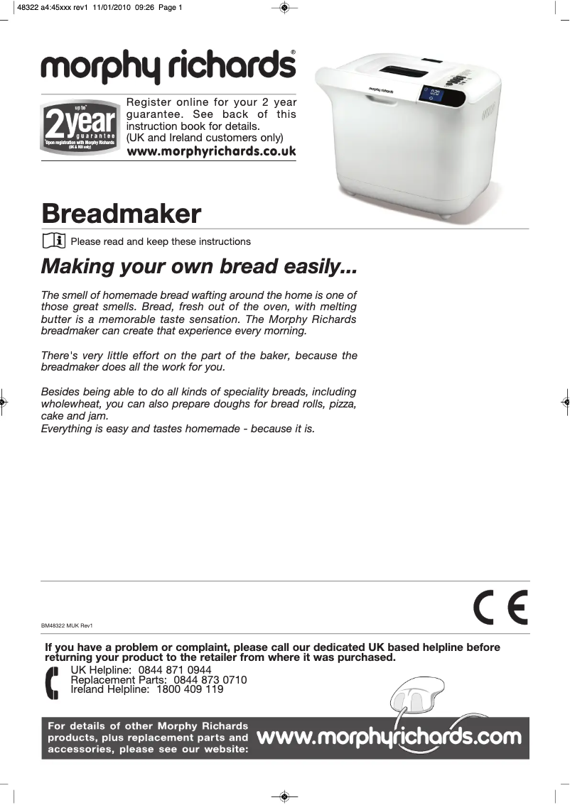 Page 1 de la notice Manuel utilisateur Morphy Richards 48321