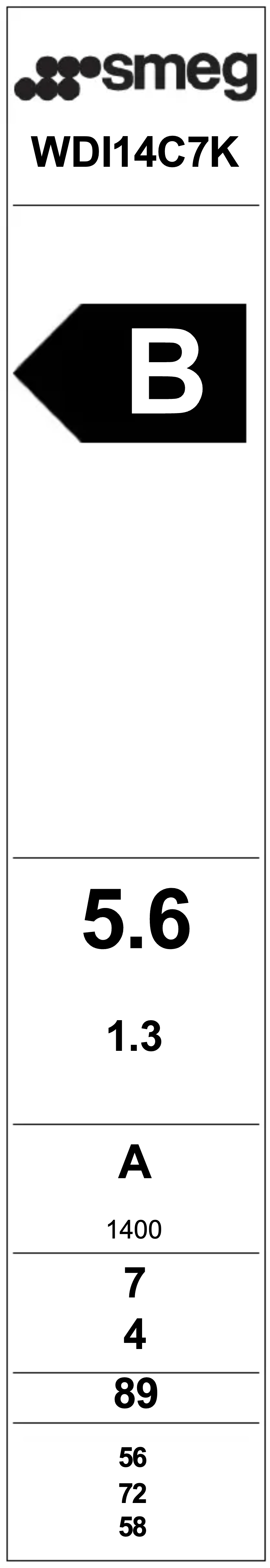 Page 1 de la notice Label énergétique Smeg WDI14C7K
