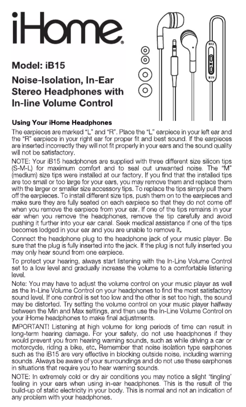 Página 1 del manual Manual de usuario iHome IB15