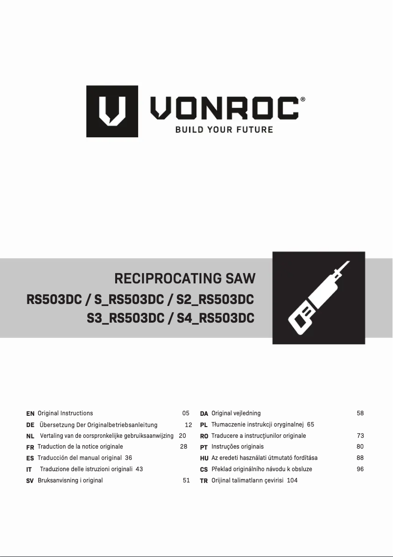 Page n°1 - Manuel utilisateur Vonroc RS503DC