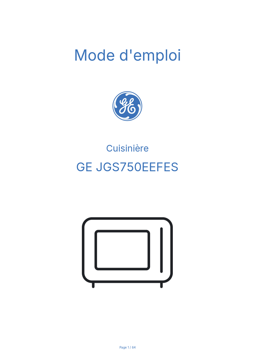 Image de la première page du manuel de l'appareil JGS750EEFES