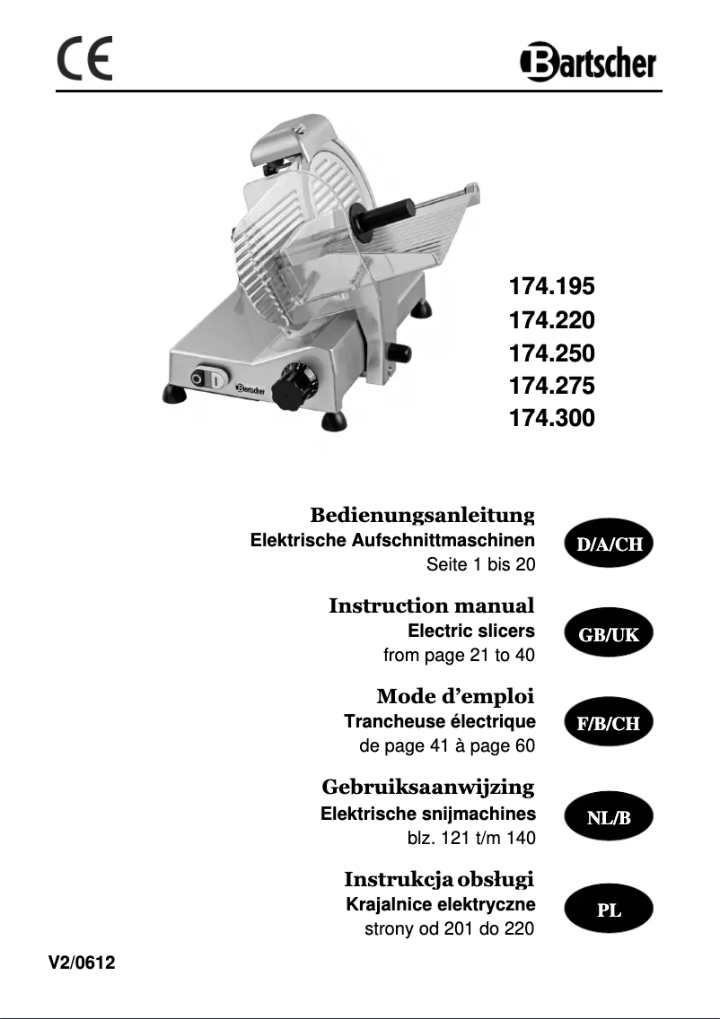 Page n°1 - Manuel utilisateur Bartscher 250