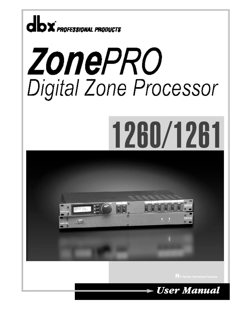 Page n°1 - Manuel utilisateur DBX Zone Pro 1260