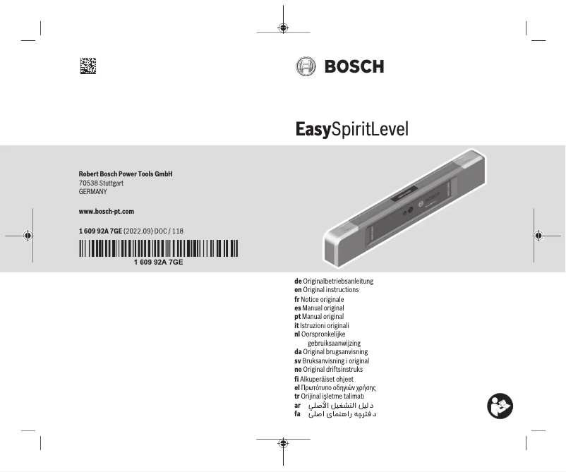 Page 1 de la notice Manuel utilisateur Bosch EasySpiritLevel