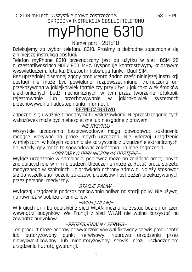 Image de la première page du manuel de l'appareil 6310