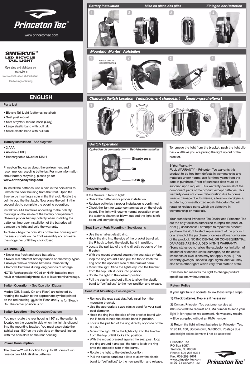 Image de la première page du manuel de l'appareil Swerve