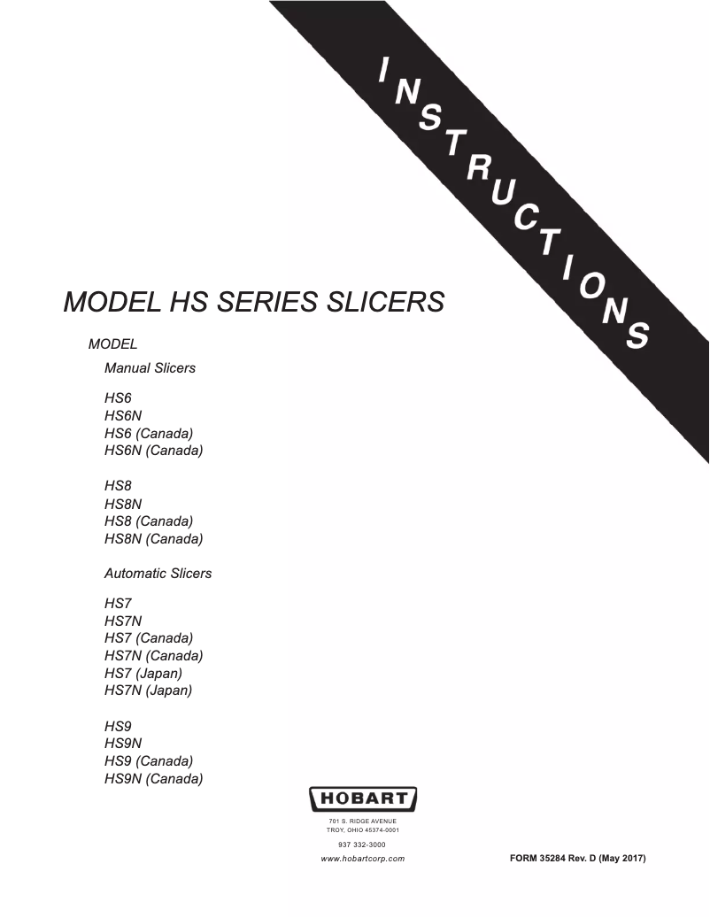Page n°1 - Manuel utilisateur Hobart HS7