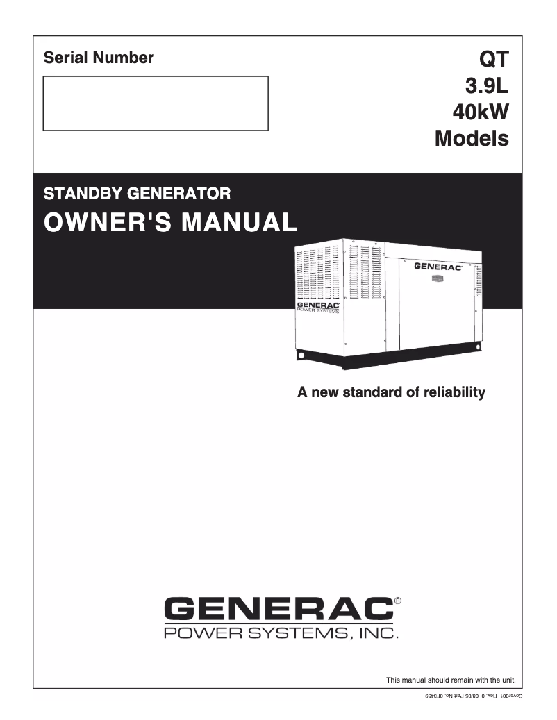 Page n°1 - Manuel utilisateur Generac QT04039KVSN