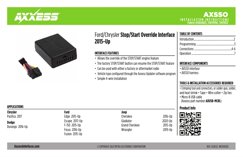 Image de la première page du manuel de l'appareil AX-SSO