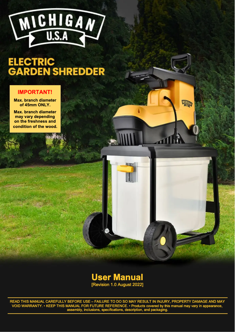Page 1 de la notice Manuel utilisateur Michigan Garden Shred 300