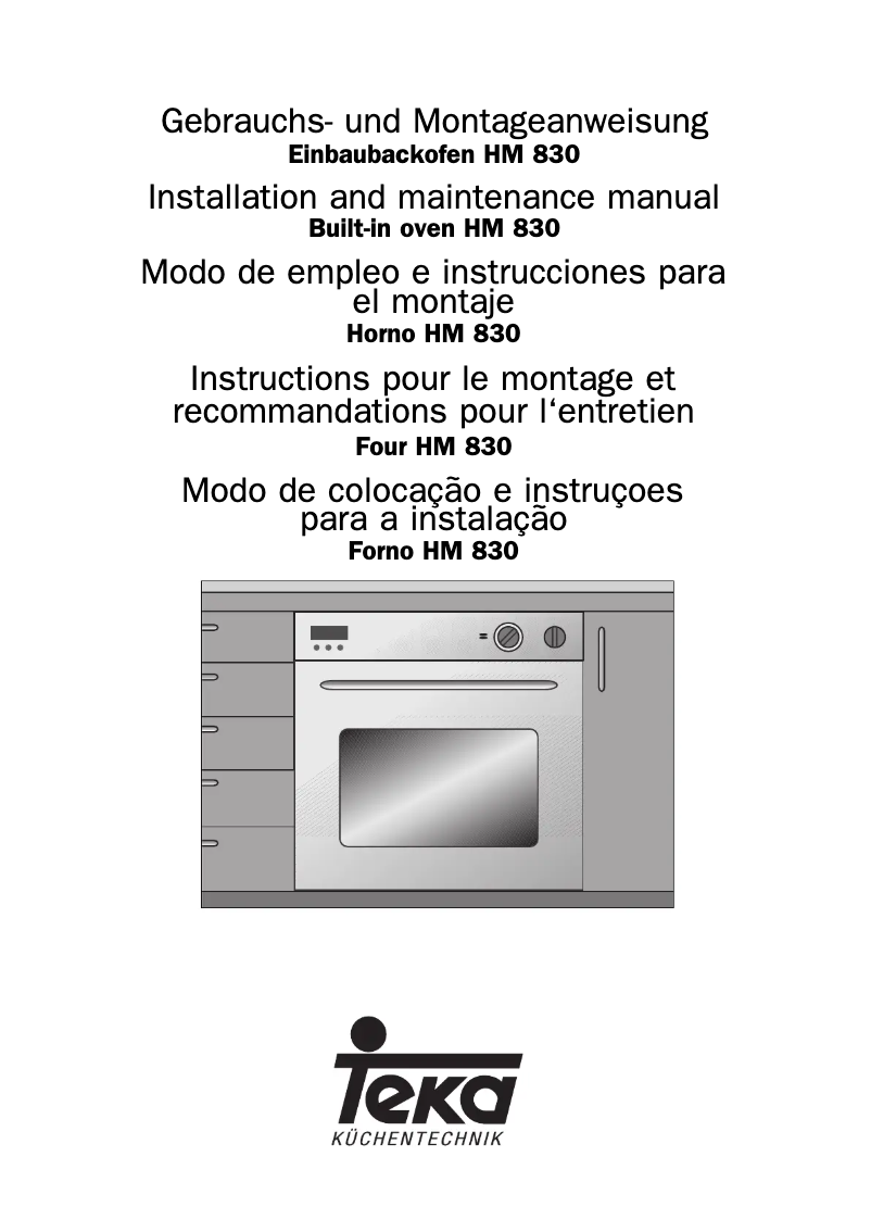 Page n°1 - Manuel utilisateur Teka HM 830