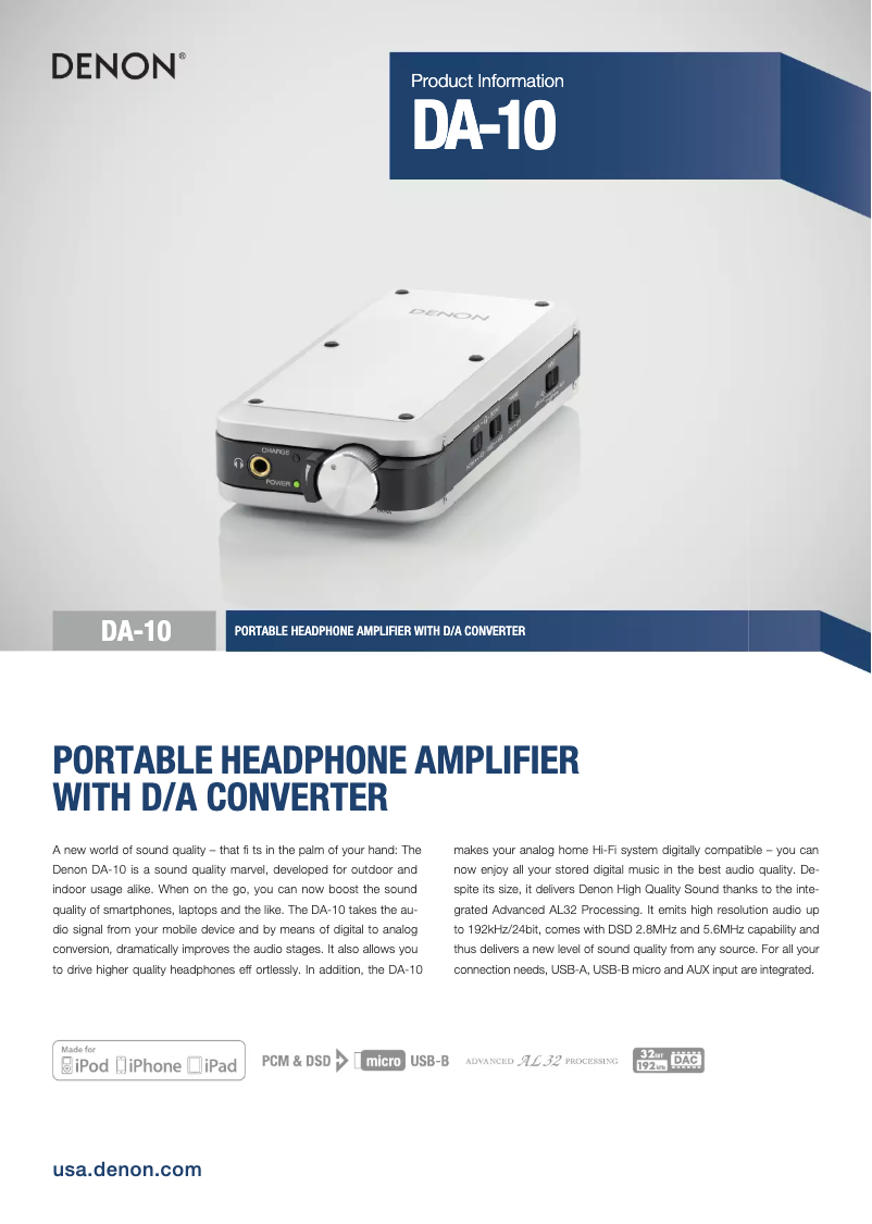 Page n°1 - Fiche technique Denon DA-10