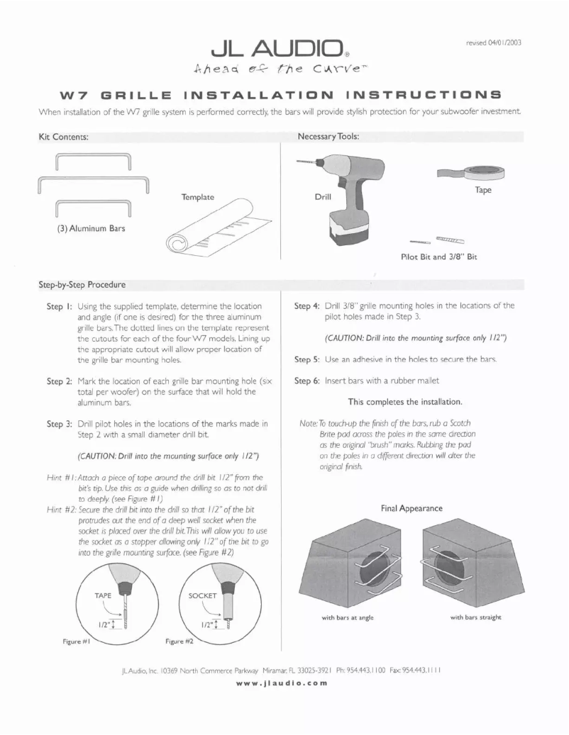 Page 1 de la notice Mode d'emploi JL Audio SGR-10W7-ROD-RP